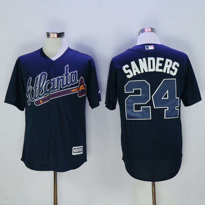 2017 MLB Atlanta Braves #24 Sanders Blue Throwback Jerseys